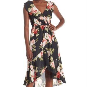 Socialite Floral Faux Wrap High Low Midi Dress Size X-Large